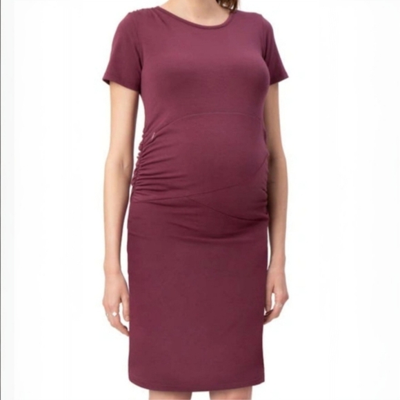 Pinkblush Red Ruched Sheath Midi Dress - Picture 1 of 4